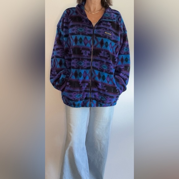 Vintage 90’s Dreimar Fleece Full-zip Jacket XL Southwestern Aztec Print - Picture 6 of 12